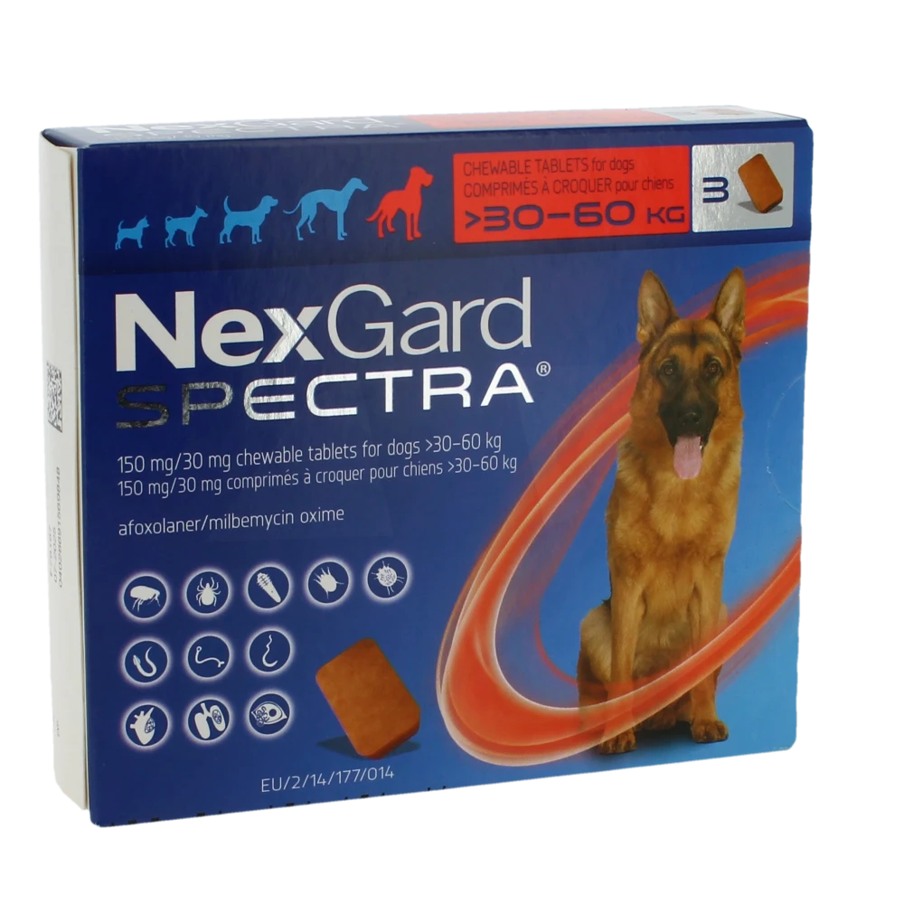Nexgard Spectra 150 Mg/ 30 Mg Comprime A Croquer Pour Chiens 30 - 60 Kg, Comprimé à Croquer