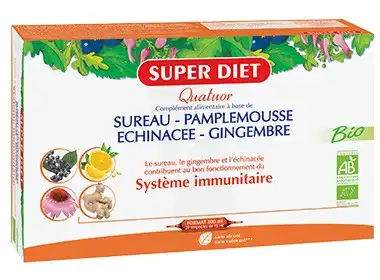 Superdiet Quatuor Bio Solution Buvable Immunité 20 Ampoules/15ml à Gourbeyre
