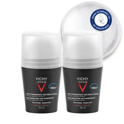 Vichy Homme Déodorant Anti-transpirant 48h Anti-irritation 2roll-on/50ml à Touques