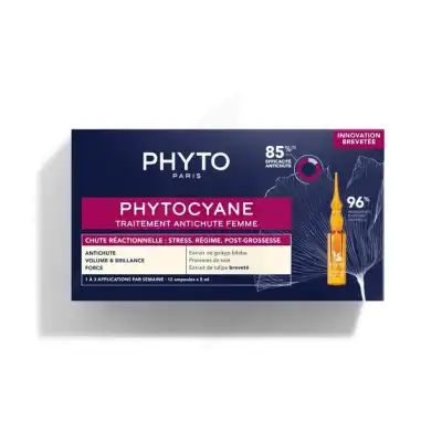 Phyto Phytocyane Traitement Anti-chute Femme Chute Réactionnelle 12 Ampoules/5ml à NICE