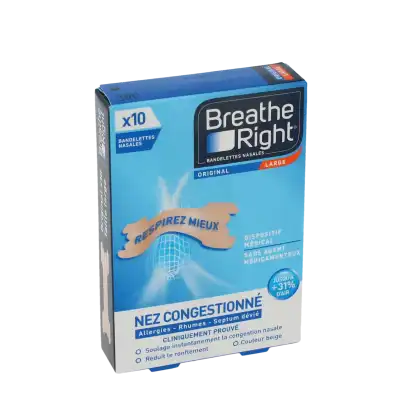 Breathe Right - Bande Nasale Nez Congestionné - Boîte De 10 à Wittenheim