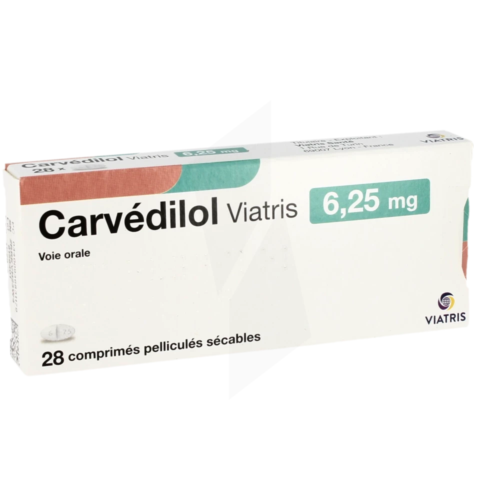 Carvedilol Viatris 6,25 Mg, Comprimé Pelliculé Sécable