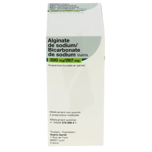 Alginate De Sodium/bicarbonate De Sodium Viatris 500 Mg/267 Mg, Suspension Buvable En Sachet