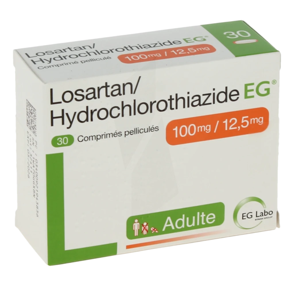Losartan/hydrochlorothiazide Eg 100/12,5 Mg, Comprimé Pelliculé