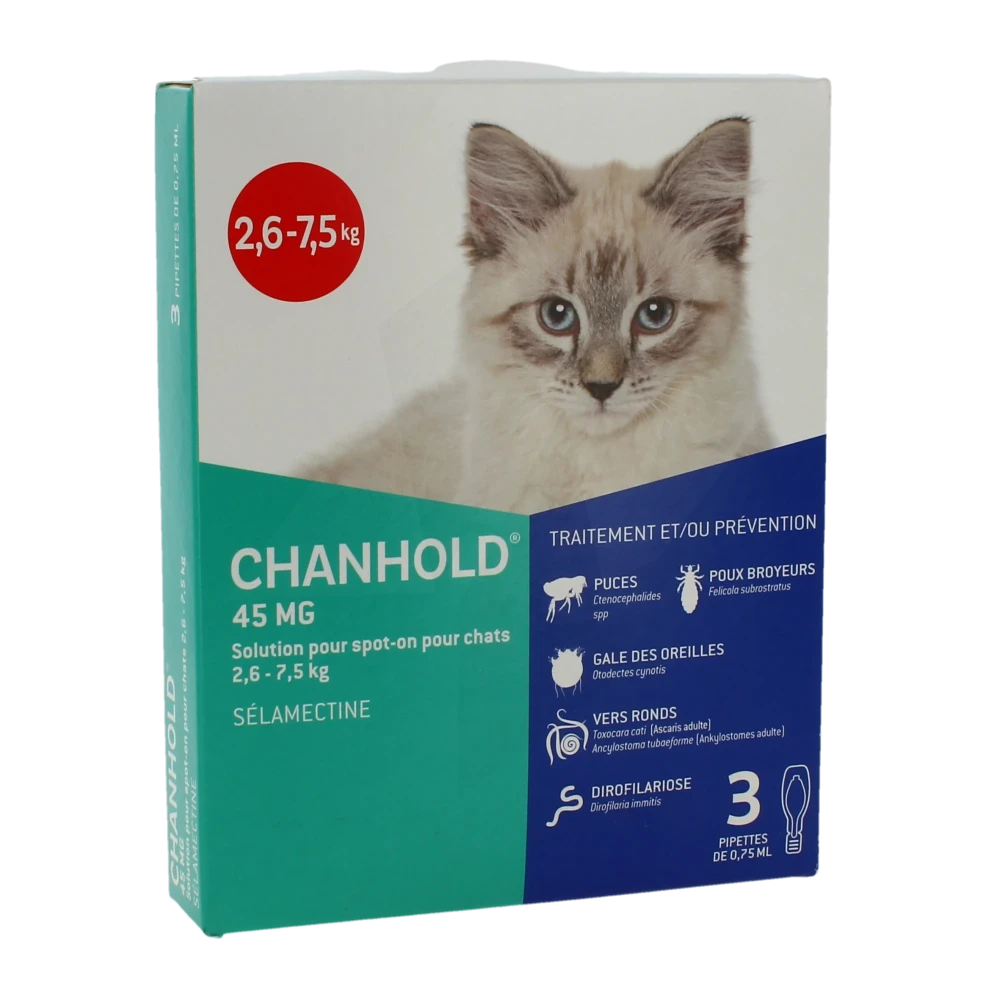 Chanhold 45 Mg Solution Pour Spot-on Pour Chats De 2,6 - 7,5 Kg, Solution Pour Spot-on