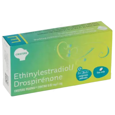 ETHINYLESTRADIOL/DROSPIRENONE CRISTERS PHARMA CONTINU 0,02 mg/3 mg, comprimé pelliculé