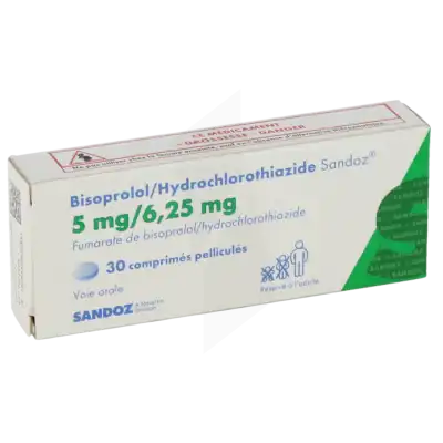 BISOPROLOL/HYDROCHLOROTHIAZIDE SANDOZ 5 mg/6,25 mg, comprimé pelliculé
