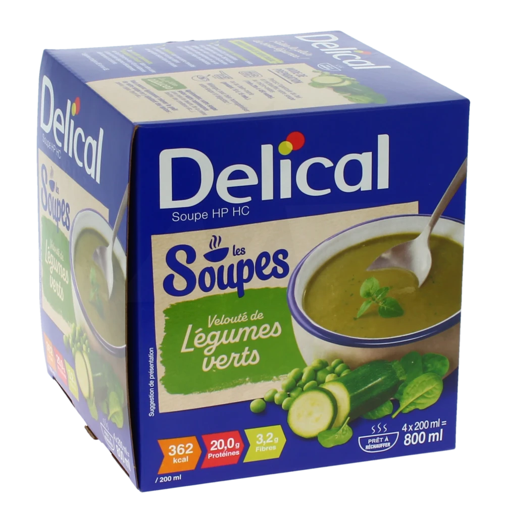 Delical Soupe Hp Hc Nutriment Velouté Légumes Verts 4bols/200ml