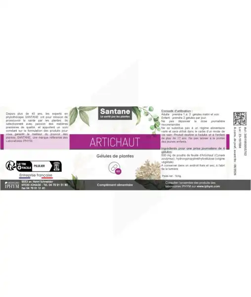 Santane Artichaut Gélules De Poudre De Plantes 150mg B/60