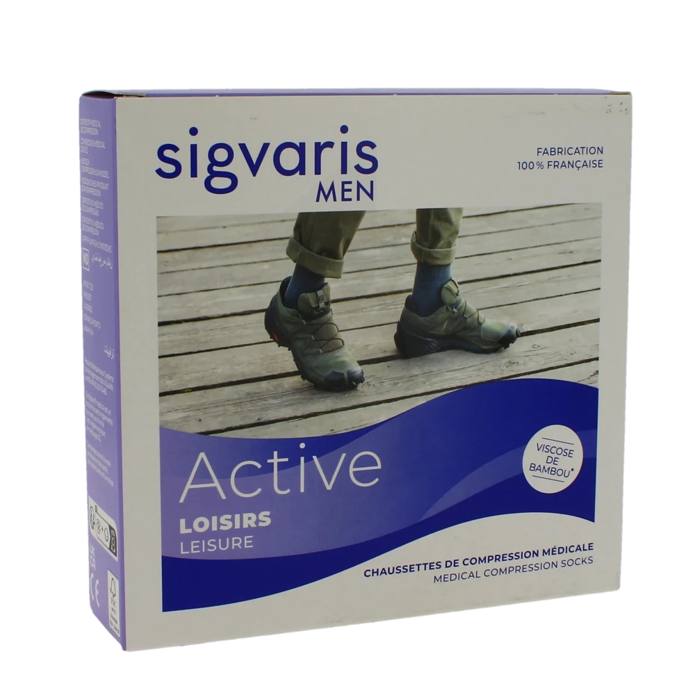 Sigvaris Active Loisirs Chaussette Classe 2 Homme Gris Anthracite Normal M