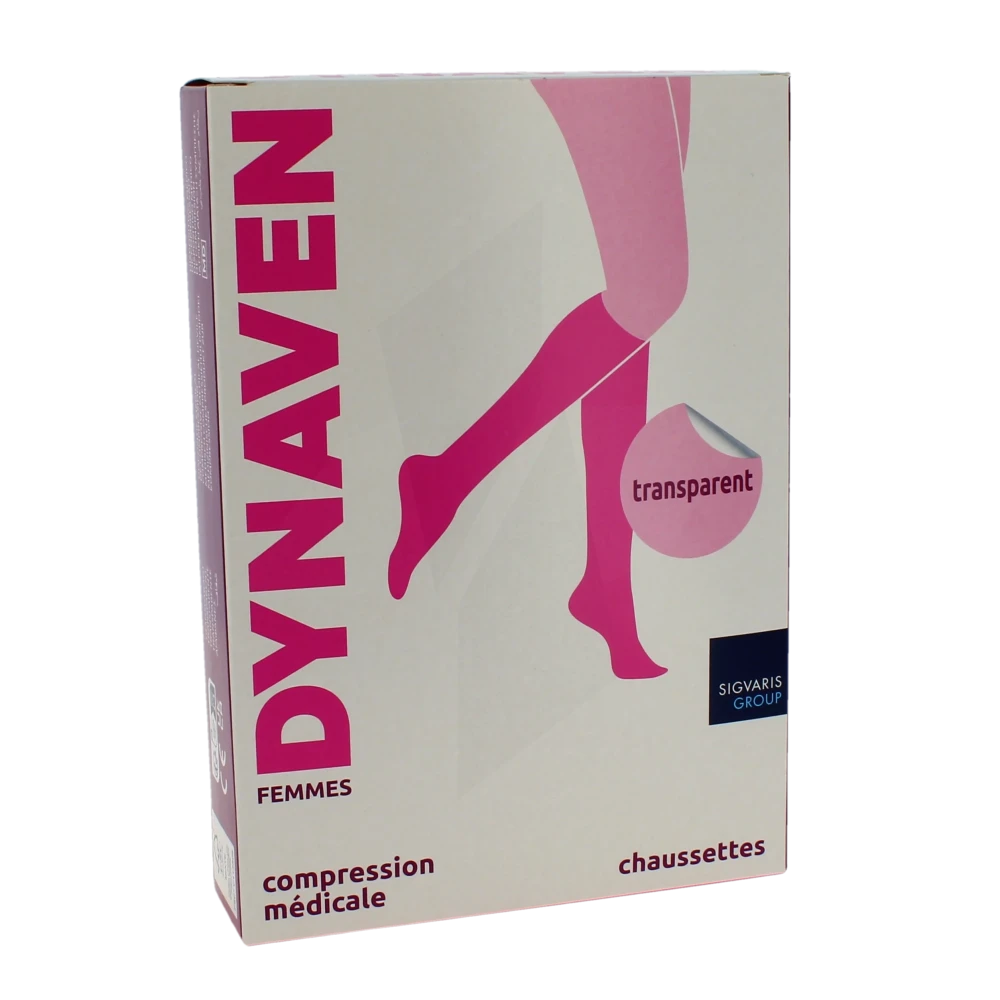 Sigvaris Dynaven Transparent Chaussette Classe 2 Femme Noir Long S