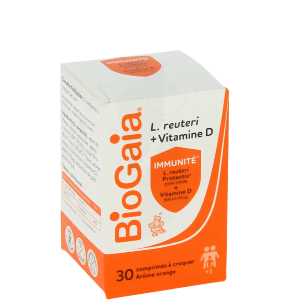 Biogaia Lactobacillus Reuteri Protectis + Vitamine D 800 Ui Cpr À Croquer Orange B/30