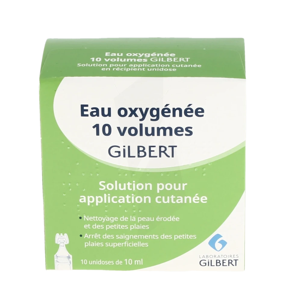 Gilbert Eau Oxygénée 10 Unidoses 3% 10 volumes - PharmacieVeau