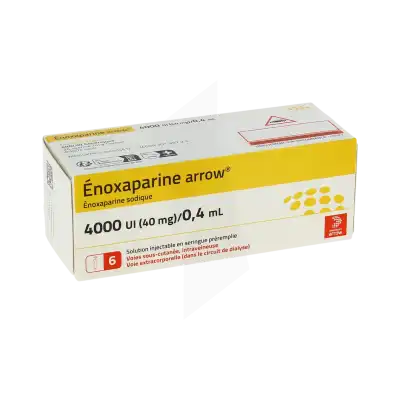 ENOXAPARINE ARROW 4 000 UI (40 mg)/0,4 mL, solution injectable en seringue préremplie