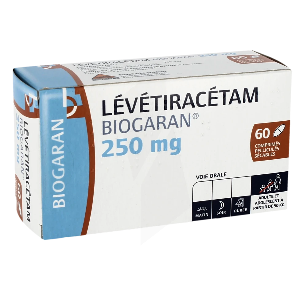 Levetiracetam Biogaran 250 Mg, Comprimé Pelliculé Sécable