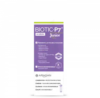 Aragan Biotic P7 Junior Poudre Orodispersible 10 Sticks à Bagnols-sur-Cèze