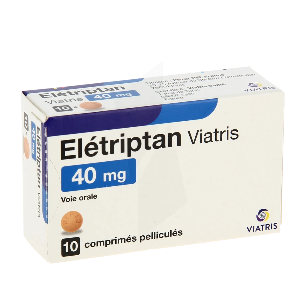 Eletriptan Viatris 40 Mg, Comprimé Pelliculé