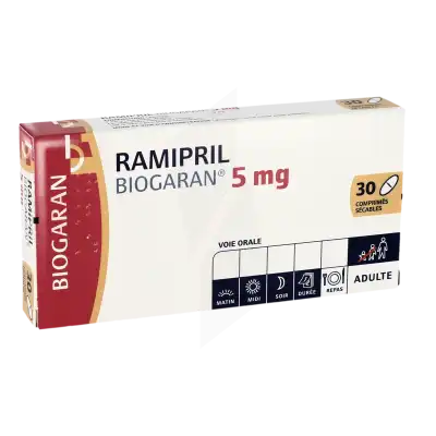 Ramipril Biogaran 5 Mg, Comprimé Sécable à Paris