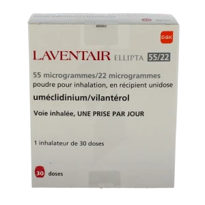 Laventair Ellipta 55 Microgrammes/22 Microgrammes, Poudre Pour Inhalation En Récipient Unidose
