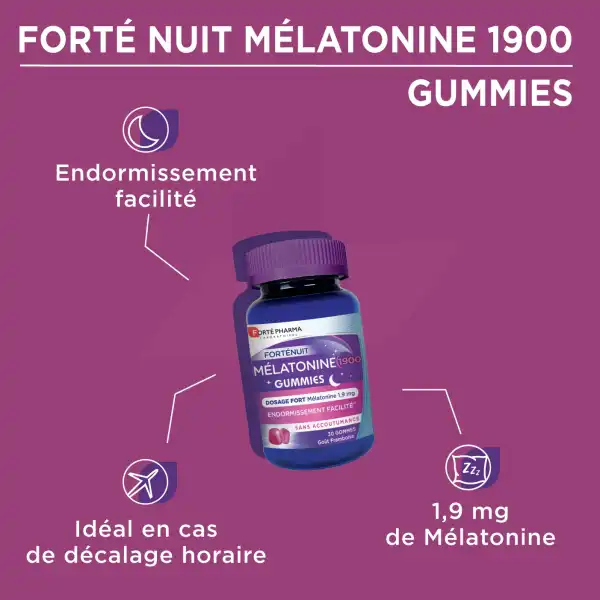 Forte Pharma Fortenuit Mélatonine 1900 Gummies Gomme Pot/30