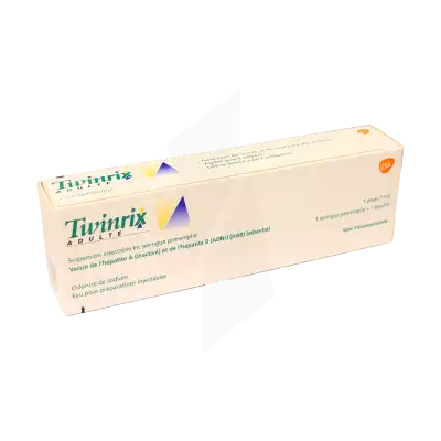 TWINRIX ADULTE, suspension injectable en seringue préremplie. Vaccin de l'hépatite A (inactivé) et de l'hépatite B (ADNr) (HAB) (adsorbé)