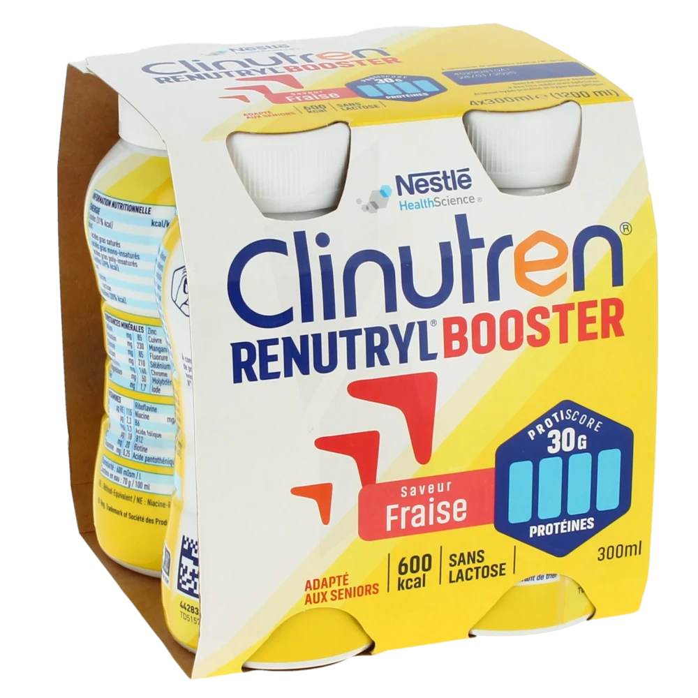 Clinutren Renutryl Booster Nutriment Fraise 4 Bouteilles/300ml