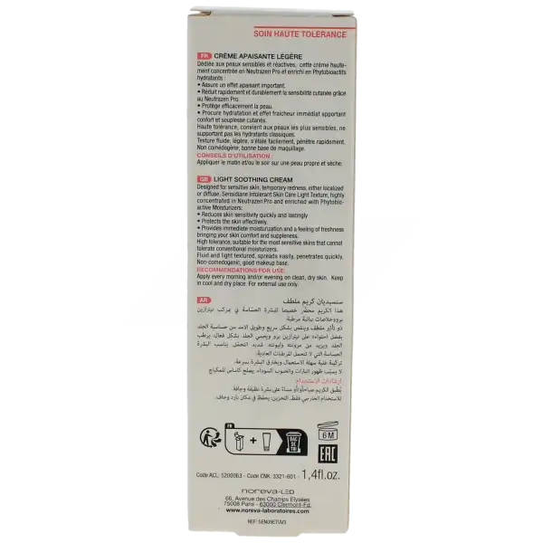 Noreva Sensidiane Crème Apaisante Légère T/40ml