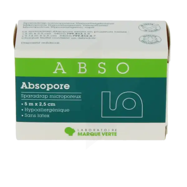 Absopore Sparadrap Microporeux 5mx2,5cm Avec Dévidoir