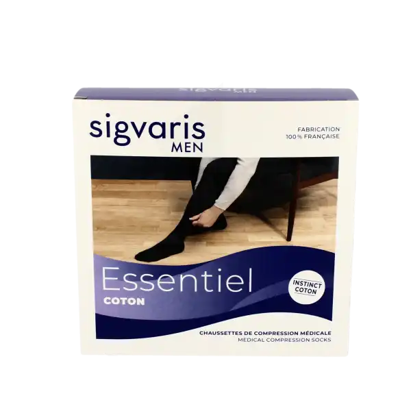 Sigvaris Essentiel Coton Chaussettes  Homme Classe 2 Sable Large Normal