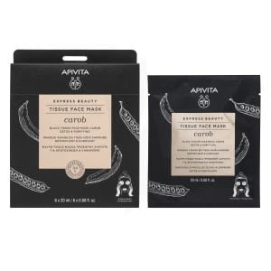 Apivita - Express Beauty Masque Visage En Tissu Noir Détox & Purifiant - Caroube 20ml