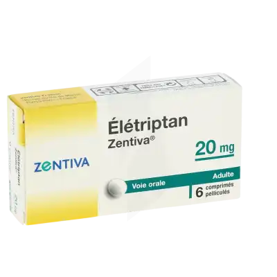 Eletriptan Zentiva 20 Mg, Comprimé Pelliculé à Eysines