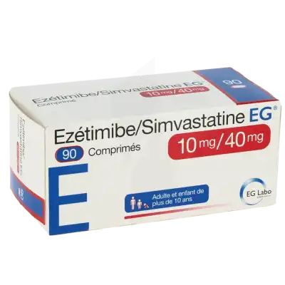 Ezetimibe/simvastatine Eg 10 Mg/40 Mg, Comprimé à Nice