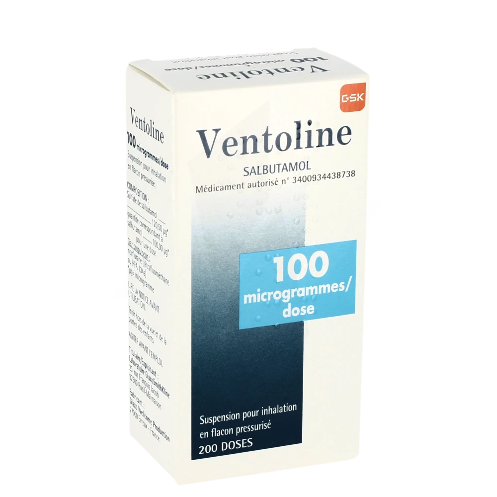 Ventoline 100 Microgrammes/dose, Suspension Pour Inhalation En Flacon Pressurisé