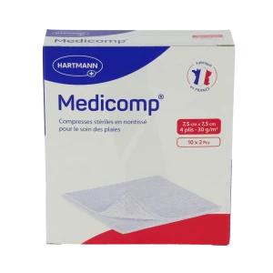Medicomp® Compresses En Nontissé 7,5 X 7,5 Cm - Pochette De 2 - Boîte De 10