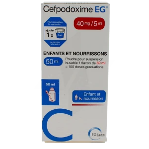 Cefpodoxime Eg Enfants Et Nourrissons 40 Mg/5 Ml, Poudre Pour Suspension Buvable