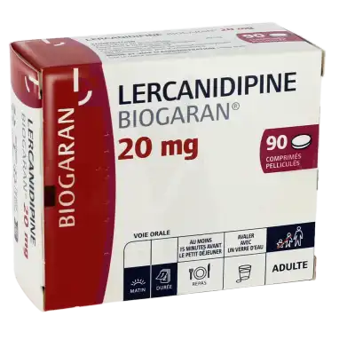 Lercanidipine Biogaran 20 Mg, Comprimé Pelliculé à Bassens