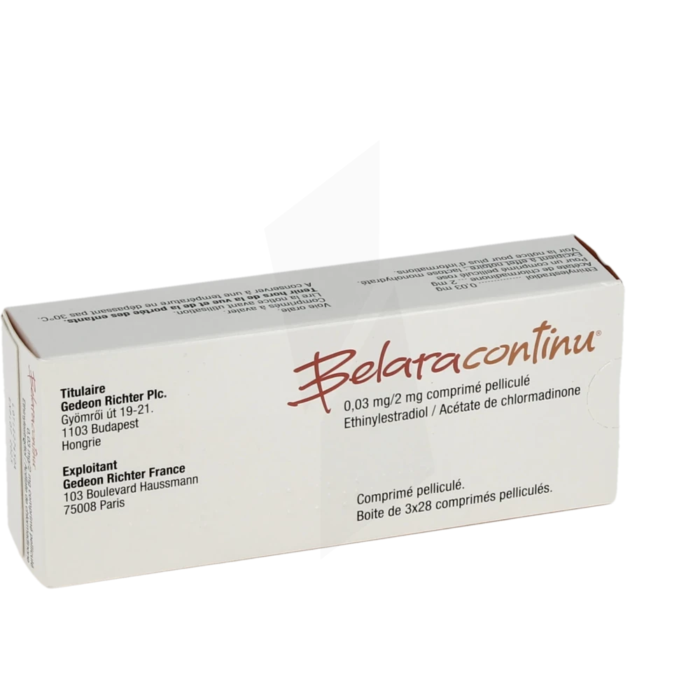 Belaracontinu 0,03 Mg/2 Mg, Comprimé Pelliculé