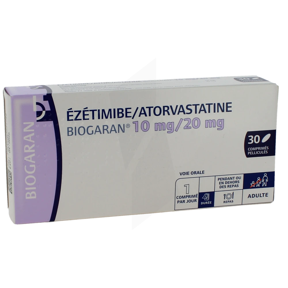 Ezetimibe/atorvastatine Biogaran 10 Mg/20 Mg Cpr Pell Plq/30