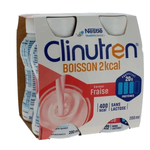 Clinutren Boisson 2 Kcal Nutriment Fraise 4 Bouteilles/200ml
