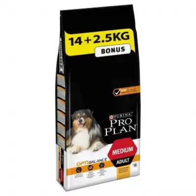 Pro Plan - Croquettes OPTIBALANCE Medium Poulet pour Chien - 14Kg + 2,5Kg Gratuits