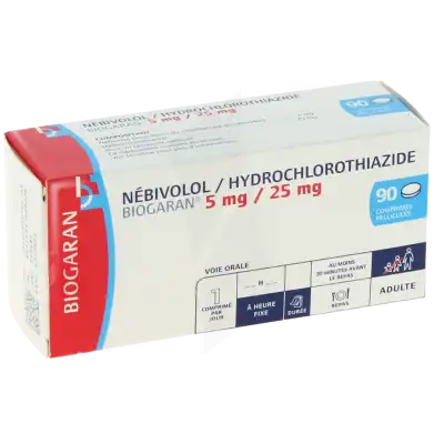NEBIVOLOL/HYDROCHLOROTHIAZIDE BIOGARAN 5 mg/ 25 mg, comprimé pelliculé