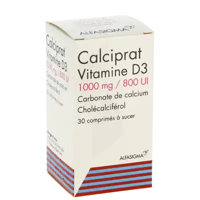 CALCIPRAT VITAMINE D3 1000 mg/800 UI, comprimé à sucer