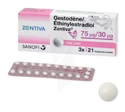 Gestodene/ethinylestradiol Zentiva 75 Microgrammes/30 Microgrammes, Comprimé Enrobé