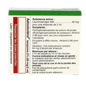 Aetoxisclerol 2% (40 Mg/2 Ml), Solution Injectable