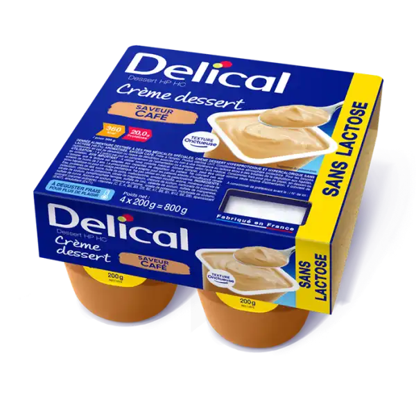 Delical Crème Dessert Sans Lactose Nutriment Café 4pots/200g