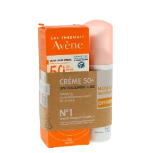 Avene Solaire Spf50 + Crème Très Haute Protection Tube De 50 Ml + Mousse Nettoyante
