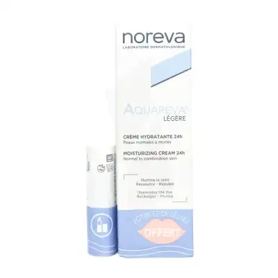 Noreva Aquareva Crème Hydratante 24h Légère T/40ml + Stick Lèvres à LYON