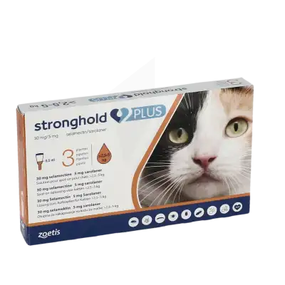 STRONGHOLD PLUS 30 MG/5 MG SOLUTION POUR SPOT-ON POUR CHATS DE 2,5 KG A 5 KG, Solution pour spot-on