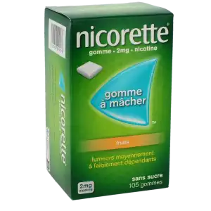 Nicorette Fruits 2 Mg Sans Sucre, Gomme à Mâcher Médicamenteuse édulcorée Au Xylitol Et à L'acésulfame Potassique à PARON