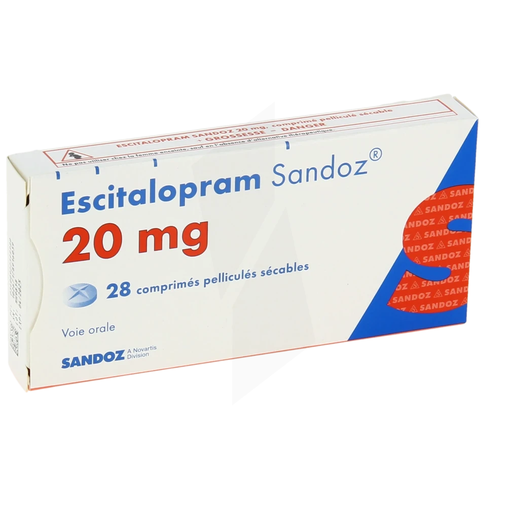 Escitalopram Sandoz 20 Mg, Comprimé Pelliculé Sécable